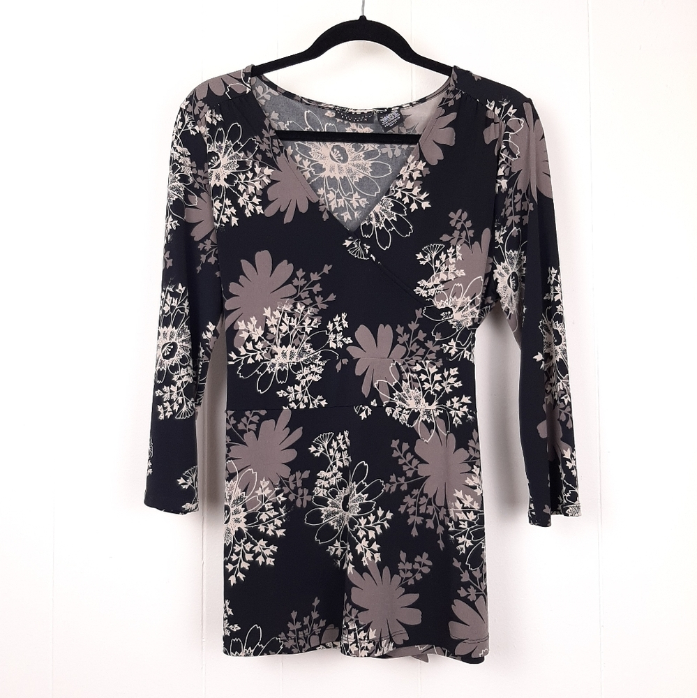 Apostrophe vtg Y2K babydoll top bias cut slinky dark floral witchy whimsigoth